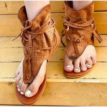 Load image into Gallery viewer, Women's Sandals Retro Ladies Flip Flops Clip Toe Vintage Black Boots Casual Fashion Summer Woman Clip Toe Vintage Boots Casual Tassel Rome Fashion Summer Comfortable Woman Shoes