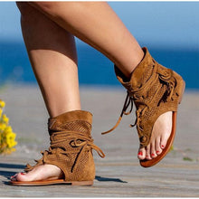 Load image into Gallery viewer, Women's Sandals Retro Ladies Flip Flops Clip Toe Vintage Black Boots Casual Fashion Summer Woman Clip Toe Vintage Boots Casual Tassel Rome Fashion Summer Comfortable Woman Shoes