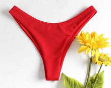 Load image into Gallery viewer, Women's Strapless Bowknot Split Bikini Swimsuit Swimming Suit For Women Women's Tie Knot Front Solid Color Bikini Set Swimsuit Bathing Suits High Cut Bikini Set Strapless Solid Color 2 Pieces Bathing Suit