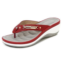 Load image into Gallery viewer, Women's Summer New Fashion Metal Button Slides Beach Shoes Modern Sandals Women Outside Platform Comfort Thong Style Flip Flops Sandals With Arch Support Thick Sole Outdoor Flip Flops