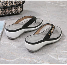 Load image into Gallery viewer, Women's Summer New Fashion Metal Button Slides Beach Shoes Modern Sandals Women Outside Platform Comfort Thong Style Flip Flops Sandals With Arch Support Thick Sole Outdoor Flip Flops