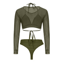 Load image into Gallery viewer, Women's Swimsuit Bikini Set Women's High Waist Swimwear Long Sleeve 3PCS Swimsuit Triangle Three-Piece Suit Bandage Push-Up Swimsuit Bathing Beachwear Swimwear