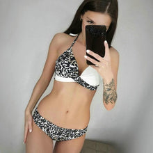 Load image into Gallery viewer, Women's Swimsuit Bikinis Set Swimwear Women's Bathing Suits Push Up Halter Bandage Bikini Floral Printing Swim Bottoms Two Piece Swimsuits Women Swimsuits Bathing Suit Women Swim Suit Halter Leaf Print Beach Wear