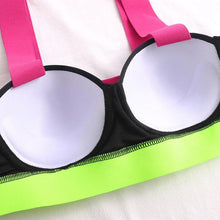 Load image into Gallery viewer, Women's Swimsuits Swimwear Patchwork Bikini Woman Push up Bikinis Swimsuit Bathing Suits Women Rave Neon Patchwork Bikini Swimsuit 2 Piece Cutout Molded Push Up Bathing Suit