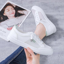 Load image into Gallery viewer, Women's White Casual Sneakers Spring Summer Breathable Flats Solid Color Mesh Shoes Fashion White Flat Sneakers Women Workout Tennis Walking Gym Fashion Sneakers
