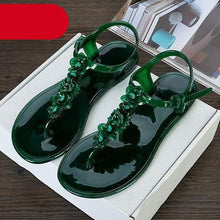 Load image into Gallery viewer, Women Sandals Flip Flops New Summer Fashion Beach Flower Breathable Non-Slip Flat Slides Casual Womens Flat Sandals T-strap Thong Summer Flip Flops Dressy Sandals