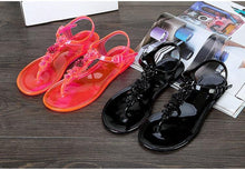Load image into Gallery viewer, Women Sandals Flip Flops New Summer Fashion Beach Flower Breathable Non-Slip Flat Slides Casual Womens Flat Sandals T-strap Thong Summer Flip Flops Dressy Sandals