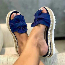 Load image into Gallery viewer, Women Sandals Platform Shoes Bow Summer Sandals Slipper Indoor Outdoor Flip-Flops Beach Shoes High Heeled Bow-Knot Platform Modern Comfy High Heel Beach Sandals