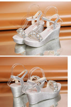Load image into Gallery viewer, Women Sandals Summer Platform Sandals Buckle Strap Peep Toe Thick Bottom Modern Espadrille Sandals Platform Cross Buckle Strap Slingback Summer Open Toe Shoes