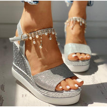Load image into Gallery viewer, Women Sandals Summer Platform Sandals Buckle Strap Peep Toe Thick Bottom Modern Espadrille Sandals Platform Cross Buckle Strap Slingback Summer Open Toe Shoes