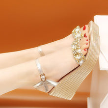Load image into Gallery viewer, Women Sandals Summer Platform Sandals Buckle Strap Peep Toe Thick Bottom Modern Espadrille Sandals Platform Cross Buckle Strap Slingback Summer Open Toe Shoes