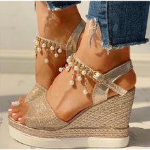 Load image into Gallery viewer, Women Sandals Summer Platform Sandals Buckle Strap Peep Toe Thick Bottom Modern Espadrille Sandals Platform Cross Buckle Strap Slingback Summer Open Toe Shoes