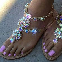 Load image into Gallery viewer, Women Sandals Summer Shoes Flat Pearl Sandals Comfortable String Slippers Women Casual Sandals For Women Casual T Strap Dress Sandals Summer Open Toe Shoes