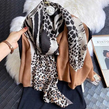 Load image into Gallery viewer, Women Scarf Leopard Print Cotton Large Size Scarfs For Winter Shawls Winter Warm Casual Wear For Women Lovely Floral Tassel Cotton ab Shawls Lady Silk Wraps Scarves