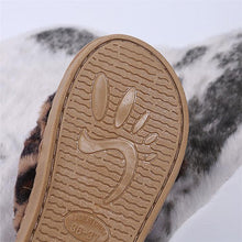 Load image into Gallery viewer, Women Slippers Winter Shoes Home Slippers Faux Fur Slippers Leopard Print Bow Decoration Shoes Faux Fur Slippers Warm Flip Flop House Slippers Open Toe Home Slippers For Girls
