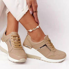 Load image into Gallery viewer, Women Sneakers Leopard Print Lace-Up Women's Vulcanize Shoes Sports Sneakers Breathable Height Increasing Walking Jogging Sneakers Gold Silver Sport Running Women's Sneakers