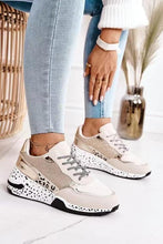 Load image into Gallery viewer, Women Sneakers Leopard Print Lace-Up Women's Vulcanize Shoes Sports Sneakers Breathable Height Increasing Walking Jogging Sneakers Gold Silver Sport Running Women's Sneakers