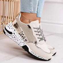Load image into Gallery viewer, Women Sneakers Leopard Print Lace-Up Women's Vulcanize Shoes Sports Sneakers Breathable Height Increasing Walking Jogging Sneakers Gold Silver Sport Running Women's Sneakers
