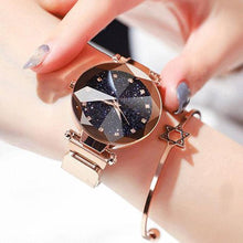 Load image into Gallery viewer, Women Starry Sky Clock Luxury Women Watches Fashion Diamond Quartz Wristwatches Women's Fashion Starry Sky Watch Luxury Analog Stardust Watches For Girls Casual Luminous Ladies Wrist Watch With Stainless Steel Mesh Band Dress Watch