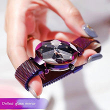 Load image into Gallery viewer, Women Starry Sky Clock Luxury Women Watches Fashion Diamond Quartz Wristwatches Women's Fashion Starry Sky Watch Luxury Analog Stardust Watches For Girls Casual Luminous Ladies Wrist Watch With Stainless Steel Mesh Band Dress Watch