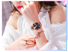 Load image into Gallery viewer, Women Starry Sky Clock Luxury Women Watches Fashion Diamond Quartz Wristwatches Women's Fashion Starry Sky Watch Luxury Analog Stardust Watches For Girls Casual Luminous Ladies Wrist Watch With Stainless Steel Mesh Band Dress Watch