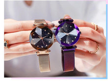 Load image into Gallery viewer, Women Starry Sky Clock Luxury Women Watches Fashion Diamond Quartz Wristwatches Women's Fashion Starry Sky Watch Luxury Analog Stardust Watches For Girls Casual Luminous Ladies Wrist Watch With Stainless Steel Mesh Band Dress Watch