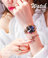 Load image into Gallery viewer, Women Starry Sky Clock Luxury Women Watches Fashion Diamond Quartz Wristwatches Women's Fashion Starry Sky Watch Luxury Analog Stardust Watches For Girls Casual Luminous Ladies Wrist Watch With Stainless Steel Mesh Band Dress Watch
