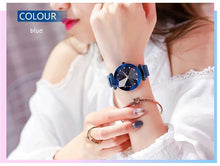 Load image into Gallery viewer, Women Starry Sky Clock Luxury Women Watches Fashion Diamond Quartz Wristwatches Women's Fashion Starry Sky Watch Luxury Analog Stardust Watches For Girls Casual Luminous Ladies Wrist Watch With Stainless Steel Mesh Band Dress Watch