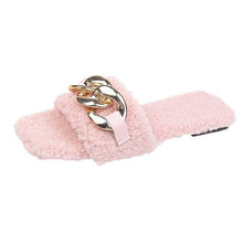 Load image into Gallery viewer, Women Summer Slipper Square Toe Chain Slippers Slip On Flat Slide Sandals Beach Flip Flops Casual Shoes Woman Heel Shoes Open Toe Slip On Dress Backless Heels Slides Slippers