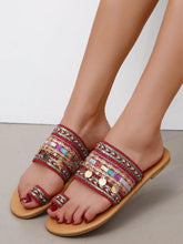 Load image into Gallery viewer, Women Summer Style Beautiful Flat Slippers Casual Comfortable Beach Women Sandals Strappy Flat Open Toe Ring Sandals Wide Comfortable Leather Shiny Sandals
