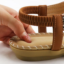 Load image into Gallery viewer, Women Summer Vintage Shoes Sandals Butterfly-knot Rhinestone Slides Elastic Band Sandal Comfort Flats Sandals With Elastic Ankle Strap Casual Rhinestone Shoes Beach Slip On Sandals