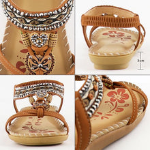 Load image into Gallery viewer, Women Summer Vintage Shoes Sandals Butterfly-knot Rhinestone Slides Elastic Band Sandal Comfort Flats Sandals With Elastic Ankle Strap Casual Rhinestone Shoes Beach Slip On Sandals