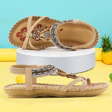 Load image into Gallery viewer, Women Summer Vintage Shoes Sandals Butterfly-knot Rhinestone Slides Elastic Band Sandal Comfort Flats Sandals With Elastic Ankle Strap Casual Rhinestone Shoes Beach Slip On Sandals