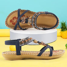 Load image into Gallery viewer, Women Summer Vintage Shoes Sandals Butterfly-knot Rhinestone Slides Elastic Band Sandal Comfort Flats Sandals With Elastic Ankle Strap Casual Rhinestone Shoes Beach Slip On Sandals