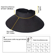 Load image into Gallery viewer, Women Summer Visors Hat Foldable Sun Cap Sun Visor Hats for Women Wide Women's Beach Summer Hat Women's Fedoras Large Beach Hats Lady Beach UV Protection Caps Soft Comfortable Hat