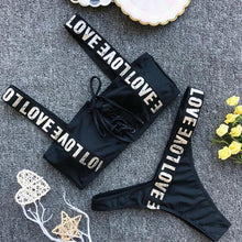 Load image into Gallery viewer, Women Two Piece Swimsuit Push Up Bikini Swimsuit For Women Two Piece High Waist Crisscross Halter Bikini Letter Printed Bathing Suits 2 Piece Bikini Luxury Bikini Set Sports Swimwear Swimsuit Backless Beachwear Bathing Suit