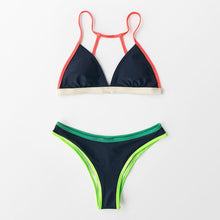 Load image into Gallery viewer, Women Two Piece Triangle Low Waist Bikini Sets Women's Halter Triangle Bikini Bottom Two Piece Swimsuits Swimsuit For Women High Cut Two Pieces Swimwear Beach Bathing Suit Lace Up Two Piece Bathing Suit