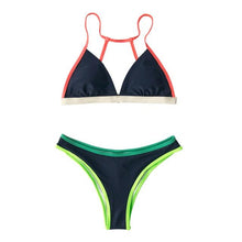 Load image into Gallery viewer, Women Two Piece Triangle Low Waist Bikini Sets Women's Halter Triangle Bikini Bottom Two Piece Swimsuits Swimsuit For Women High Cut Two Pieces Swimwear Beach Bathing Suit Lace Up Two Piece Bathing Suit