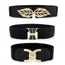 Load image into Gallery viewer, Women Vintage Stretch Belt Unique Black Elastic Design Stretchy Luxury Waistband Stylish Women Waist Belts