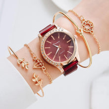 Load image into Gallery viewer, Women Watches New Luxury Fashion Quartz Ladies Watch Clock Rose Gold Diamond Dial Dress Casual Wristwatch Quartz Movement Girls Ladies Wristwatch Big Face Mesh Belt Watch And Bracelet Set