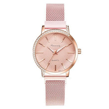 Load image into Gallery viewer, Women Watches New Luxury Fashion Quartz Ladies Watch Clock Rose Gold Diamond Dial Dress Casual Wristwatch Quartz Movement Girls Ladies Wristwatch Big Face Mesh Belt Watch And Bracelet Set