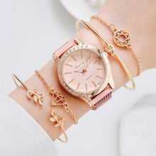 Load image into Gallery viewer, Women Watches New Luxury Fashion Quartz Ladies Watch Clock Rose Gold Diamond Dial Dress Casual Wristwatch Quartz Movement Girls Ladies Wristwatch Big Face Mesh Belt Watch And Bracelet Set