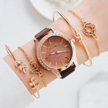Load image into Gallery viewer, Women Watches New Luxury Fashion Quartz Ladies Watch Clock Rose Gold Diamond Dial Dress Casual Wristwatch Quartz Movement Girls Ladies Wristwatch Big Face Mesh Belt Watch And Bracelet Set