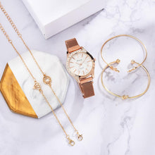 Load image into Gallery viewer, Women Watches New Luxury Fashion Quartz Ladies Watch Clock Rose Gold Diamond Dial Dress Casual Wristwatch Quartz Movement Girls Ladies Wristwatch Big Face Mesh Belt Watch And Bracelet Set
