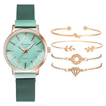 Load image into Gallery viewer, Women Watches New Luxury Fashion Quartz Ladies Watch Clock Rose Gold Diamond Dial Dress Casual Wristwatch Quartz Movement Girls Ladies Wristwatch Big Face Mesh Belt Watch And Bracelet Set