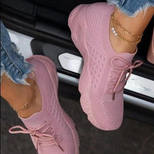 Load image into Gallery viewer, Women White Sneakers Thick Bottom Solid Comfortable Breathable Summer Outdoor Lace Up Flat Shoe Fashion Breathable Lightweight Comfortable Sneakers