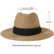 Load image into Gallery viewer, Women Wide Brim Straw Panama Roll up Hat