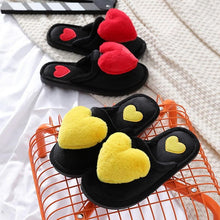 Load image into Gallery viewer, Women Winter Heart Shoes Woman Slides Plush Home Slippers Indoor House Shoes Winter Warm Fur Slippers With Embroidered Heart Details Soft And Warm House Slippers With Cushioned Insole
