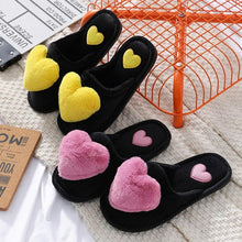 Load image into Gallery viewer, Women Winter Heart Shoes Woman Slides Plush Home Slippers Indoor House Shoes Winter Warm Fur Slippers With Embroidered Heart Details Soft And Warm House Slippers With Cushioned Insole