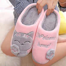 Load image into Gallery viewer, Women Winter Home Slippers Cat Shoes Soft Winter Warm House Slippers Indoor Bedroom Couples Slippers Super Soft Lightweight Bedroom Shoes Waterproof Rubber Sole Indoor Outdoor For Women